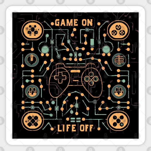 Game ON, Life off Digital Pattern Sticker by XYDstore